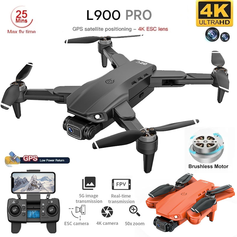 Drone Ae Rc - 折りたたみ式ブラシレスドローンl900プロ,GPS, 4k,HD,デュアルカメラ,5g,wifi,rc,距離1.2km,ドローン