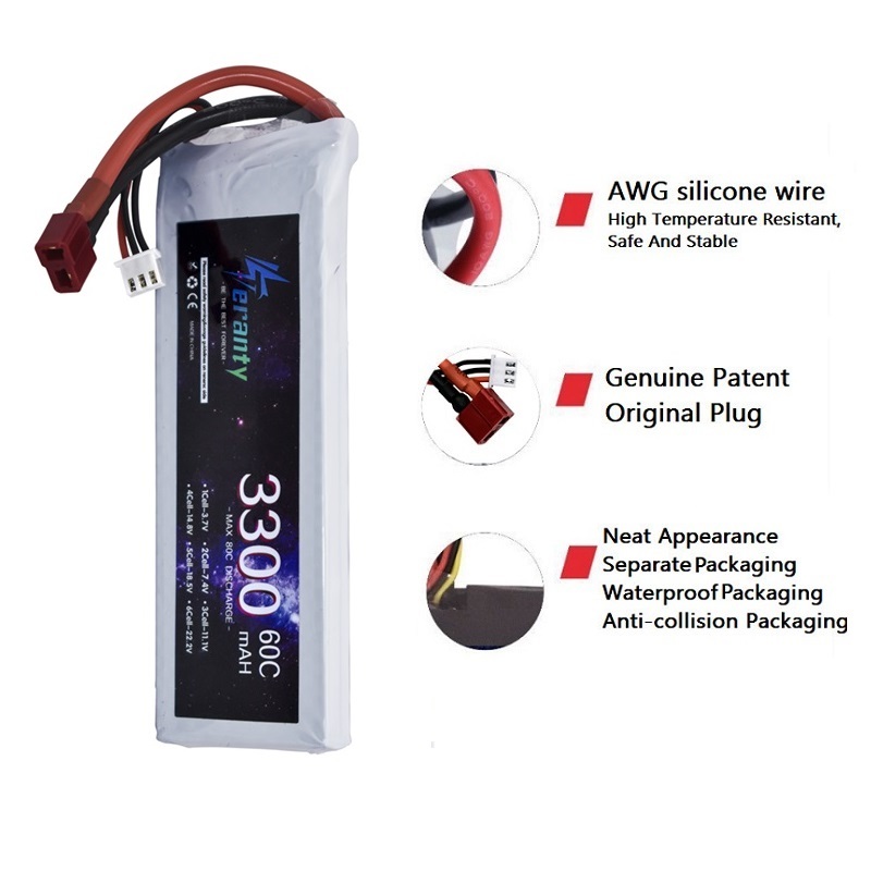 2S 7.4V リポバッテリー 3300mAh 60C 車  - Drone Rc Leading のレビューと価格